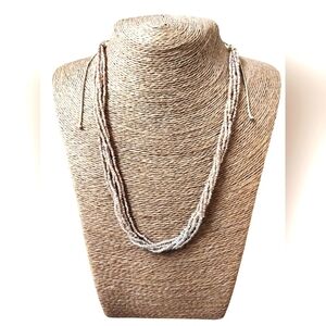 Gorgeous Champagne/Silver Beaded & Gold Loft Necklace